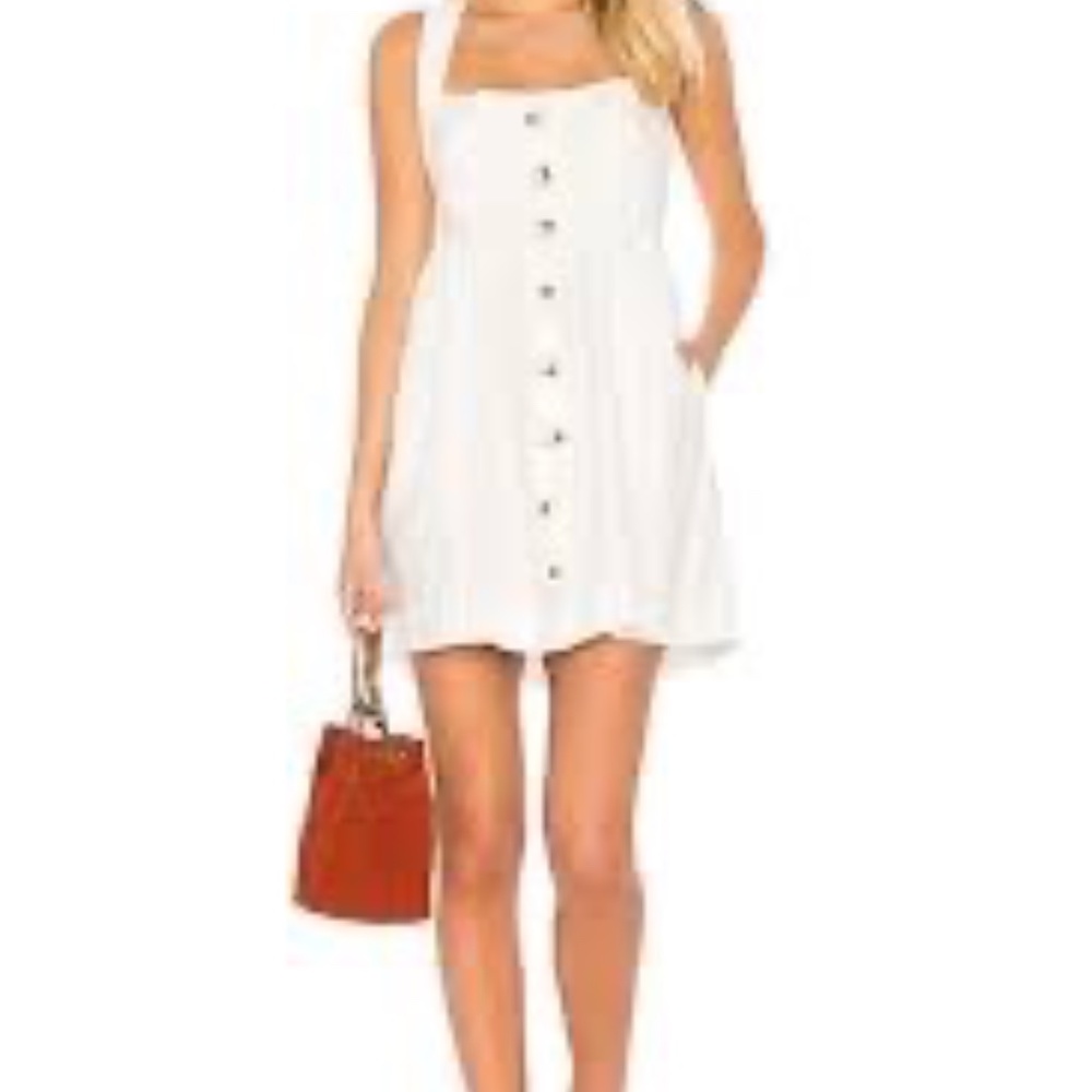 Free People Carolina Ivory Linen/Cotton Blend Cross Back Mini Dress Sz 6